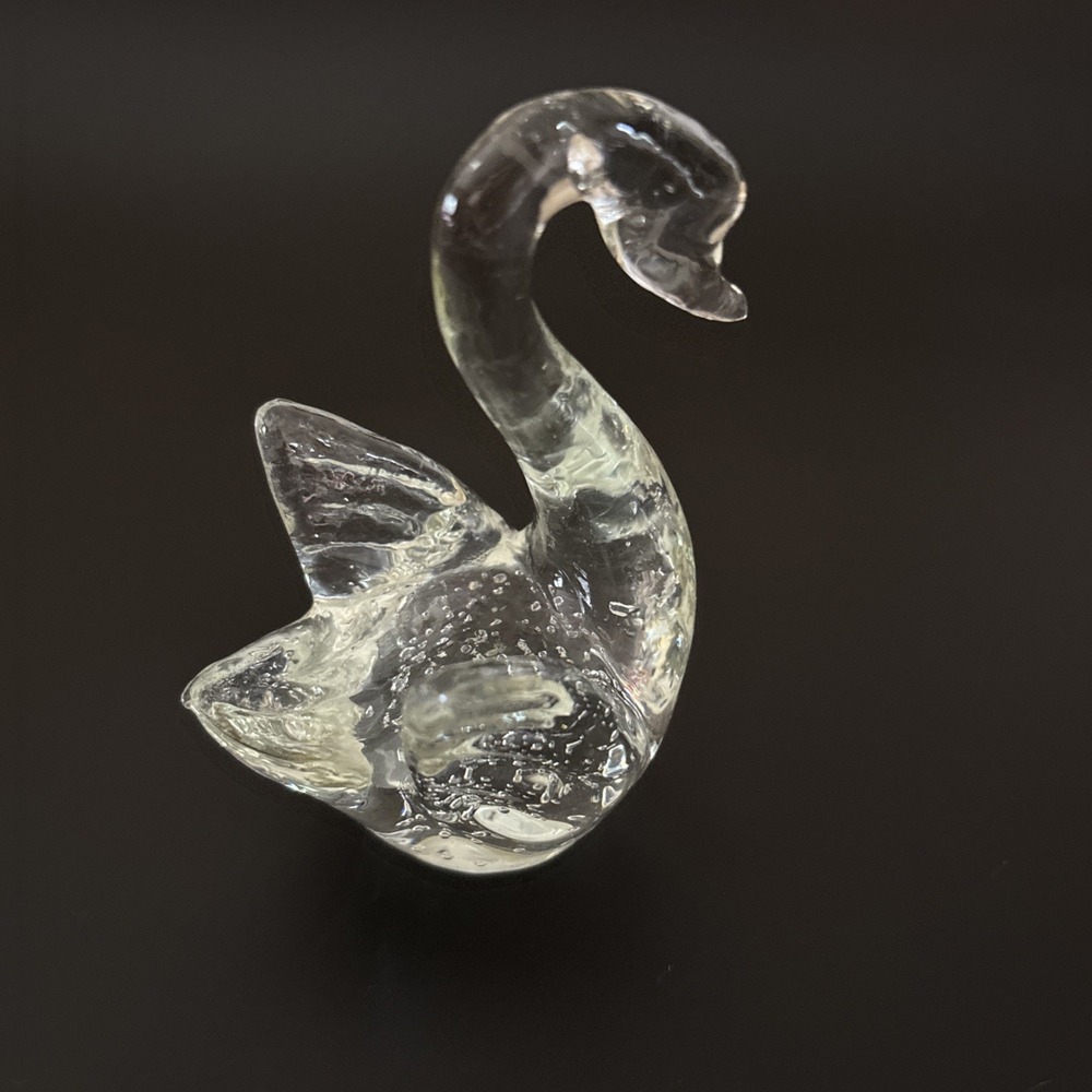 Art Glass Swan Paperweight Clear Figurine Animal Collectible‎ Decor ~ 4" Tall - Picture 7 of 9